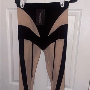 PrettyLittleThing Black and Tan Mesh Leggings